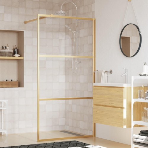 Brusevæg 115×195 cm i klart sikkerhedsglas - guldfarvet stel