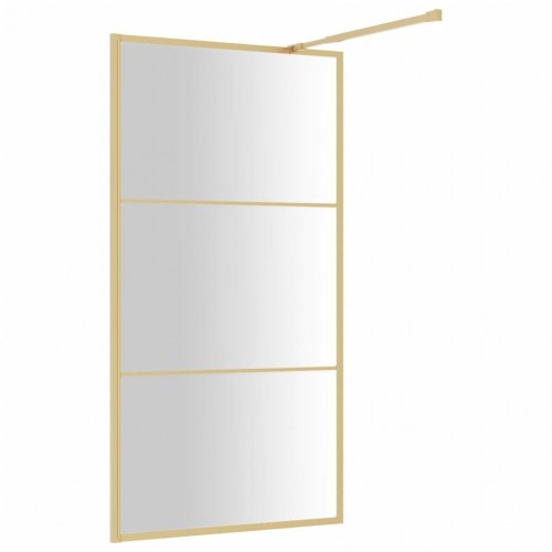Brusevæg 115×195 cm i klart sikkerhedsglas - guldfarvet stel