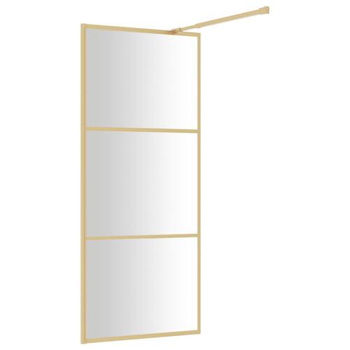 Brusevæg 80x195 cm klart sikkerhedsglas guldfarvet