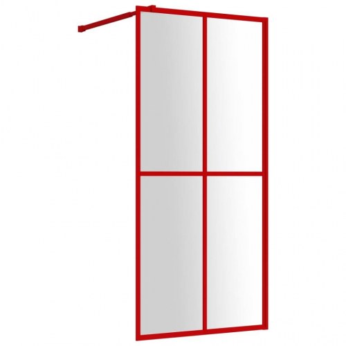 Brusevæg 100×195 cm i klart sikkerhedsglas - rød ramme