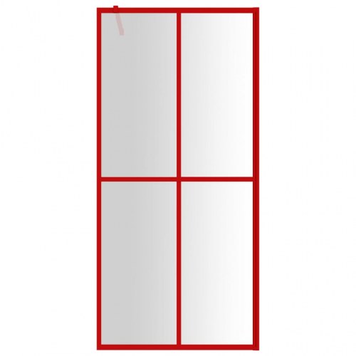 Brusevæg 100×195 cm i klart sikkerhedsglas - rød ramme
