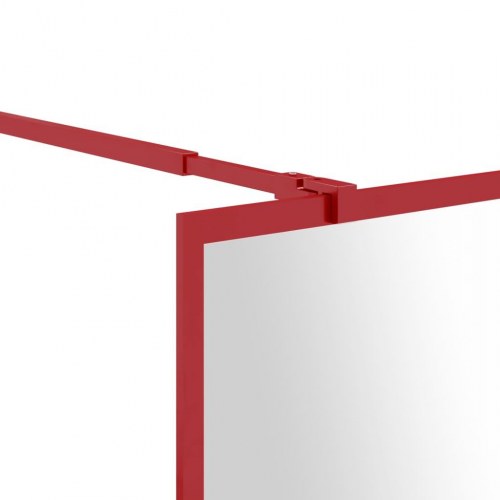 Brusevæg 100×195 cm i klart sikkerhedsglas - rød ramme