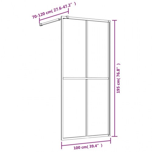 Brusevæg 100×195 cm i klart sikkerhedsglas - rød ramme