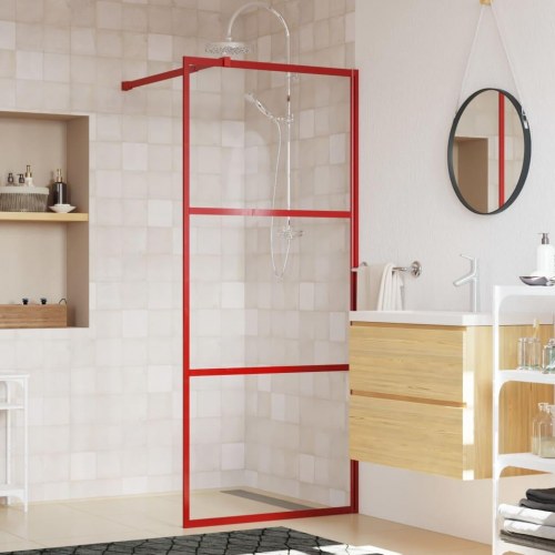 Brusevæg 80x195 cm klart sikkerhedsglas rød