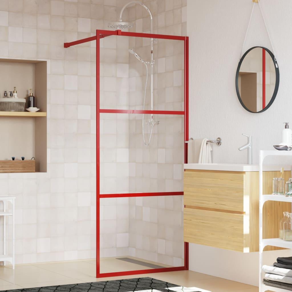Brusevæg 80x195 cm klart sikkerhedsglas rød
