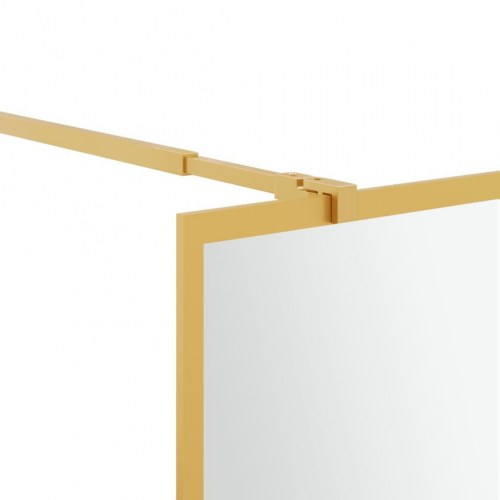 Brusevæg 90×195 cm i klart sikkerhedsglas - guldfarvet stel
