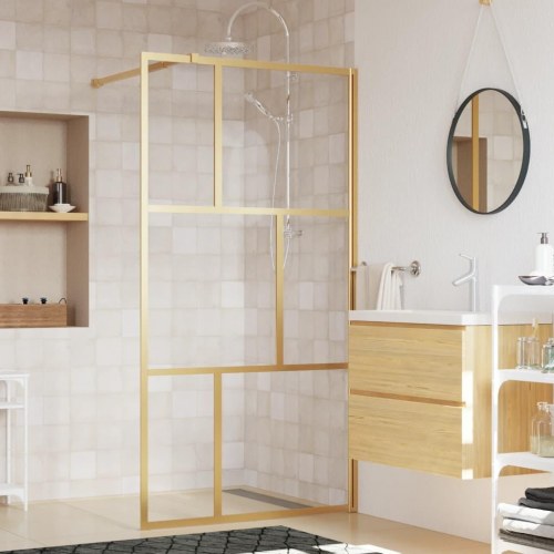 Brusevæg 115 × 195 cm i klart sikkerhedsglas - guldfarvet ramme