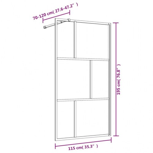 Brusevæg 115 × 195 cm i klart sikkerhedsglas - guldfarvet ramme