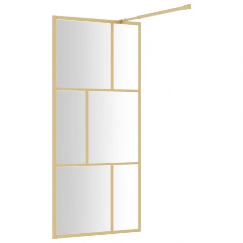 Brusevæg 80×195 cm - klart sikkerhedsglas, guldfarvet ramme