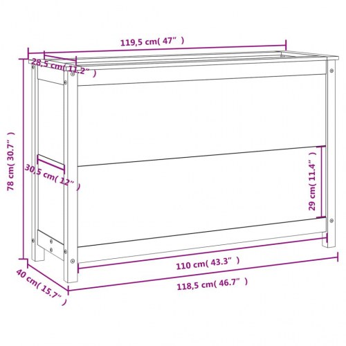Højbed 119,5x40x78 cm massivt douglasgran