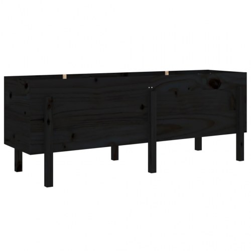 Højbed 160x50x57 cm massivt fyrretræ sort