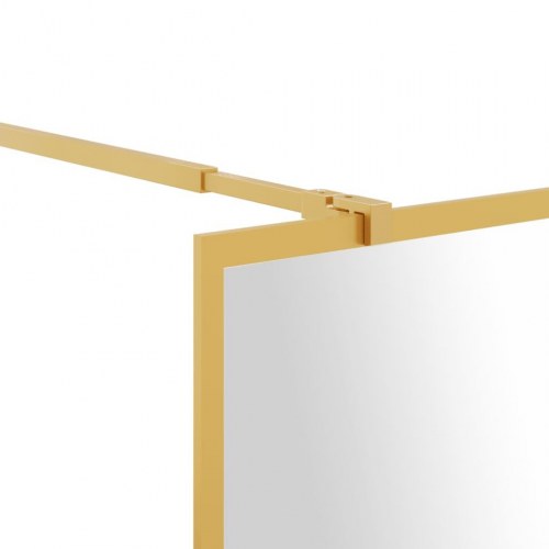 Brusevæg 80×195 cm i klart sikkerhedsglas - guldfarvet stel