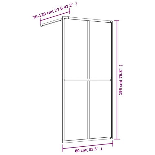 Brusevæg 80x195 cm klart sikkerhedsglas guldfarvet