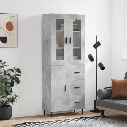 Højskab 69,5×34×180 cm i konstrueret træ - betongrå