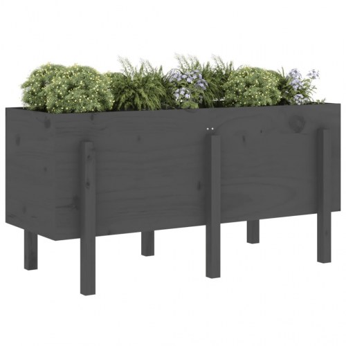 Højbed 121x50x57 cm massivt fyrretræ grå