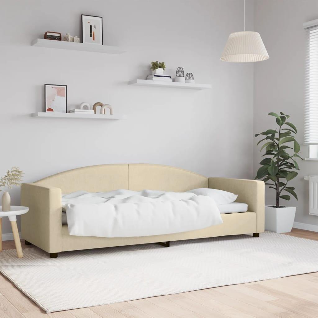 Daybed 80x200 cm stof cremefarvet billede