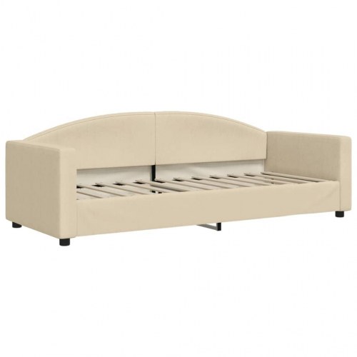 Daybed 80×200 cm i stof - cremefarvet sovesofa med ryglæn og armlæn