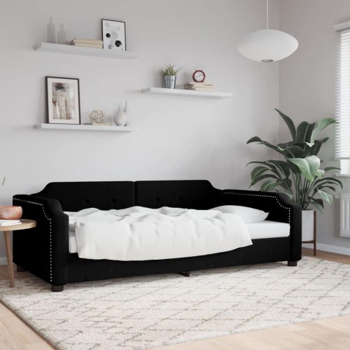 Daybed 80x200 cm i stof - sort sovesofa med lamelbund