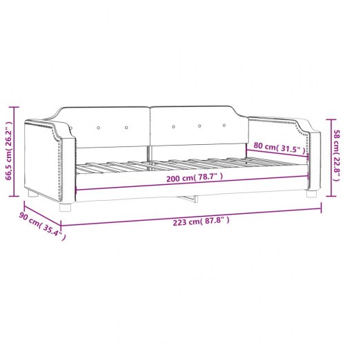 Daybed 80×200 cm i stof - lysegrå sovesofa med ryglæn