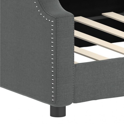 Daybed 90x200 cm i stof - mørkegrå sengeramme med ryglæn og armlæn