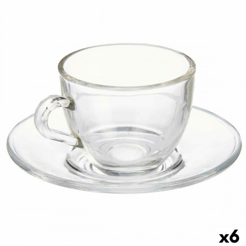 Kaffekopper med underkop Vivalto glas 85 ml - 6 stk.