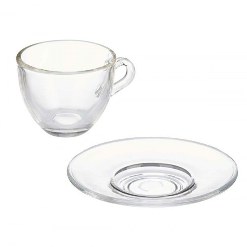 Kaffekopper med underkop Vivalto glas 85 ml - 6 stk.