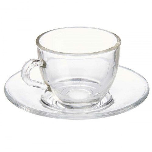 Kaffekopper med underkop Vivalto glas 85 ml - 6 stk.