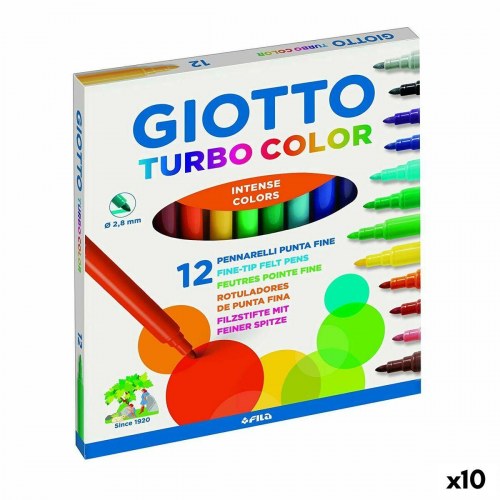 Giotto Turbo Color fiberpenne - Multifarvet, fin spids (10 pakker)