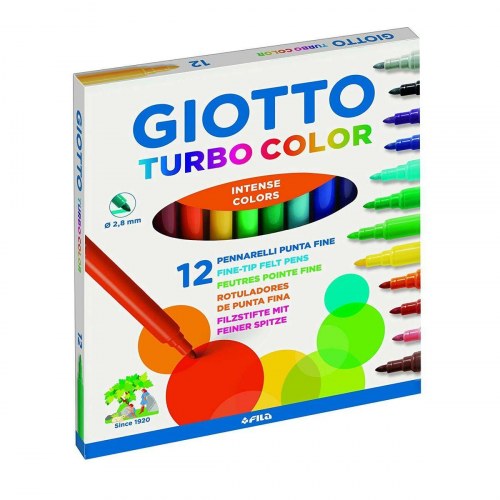 Giotto Turbo Color fiberpenne - Multifarvet, fin spids (10 pakker)