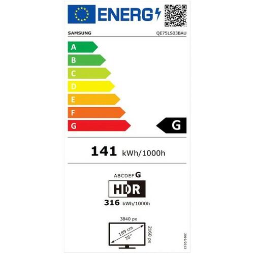 SAMSUNG 75" THE FRAME 4K Ultra HD QLED TV QE75LS03BAUXXC (OUTLET A)