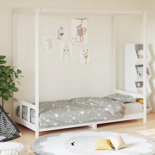 Sengeramme til juniorseng 90×190 cm - massivt fyrretræ, hvid
