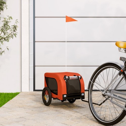 Hundetrailer til cykel i oxfordstof og jern - orange/sort