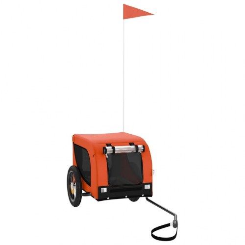 Hundetrailer til cykel i oxfordstof og jern - orange/sort