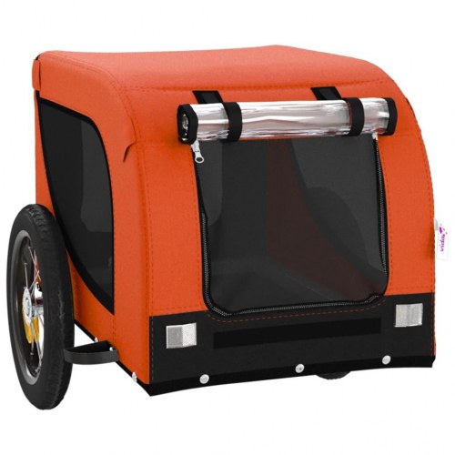 Hundetrailer til cykel i oxfordstof og jern - orange/sort