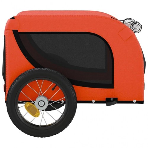 Hundetrailer til cykel i oxfordstof og jern - orange/sort