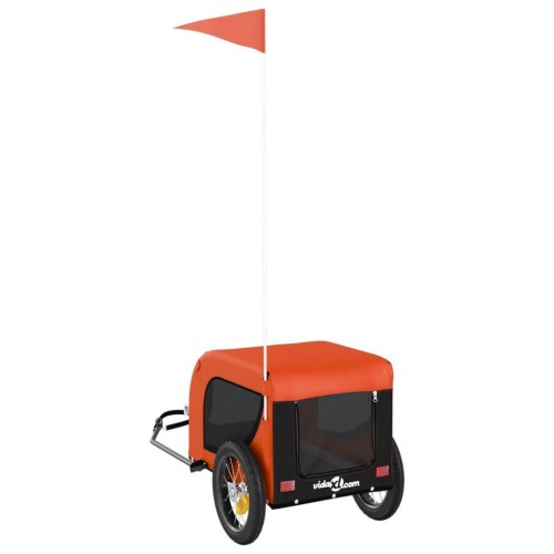 Hundetrailer til cykel i oxfordstof og jern - orange/sort