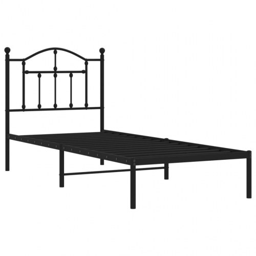 Sengeramme med sengegavl 90×200 cm - metal, sort