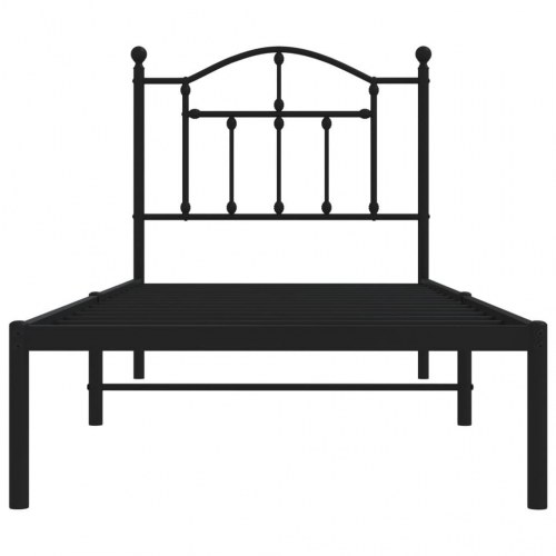 Sengeramme med sengegavl 90×200 cm - metal, sort