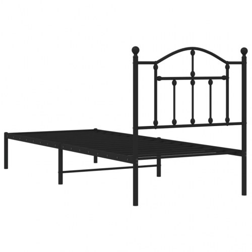 Sengeramme med sengegavl 90×200 cm - metal, sort