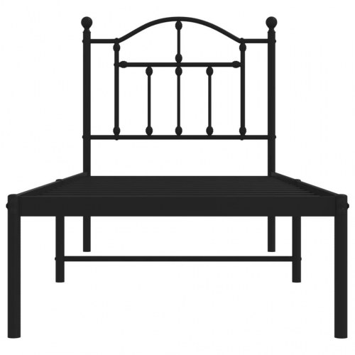 Sengeramme med sengegavl 75x190 cm metal sort