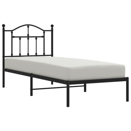 Sengeramme med sengegavl - metal, sort, 80×200 cm