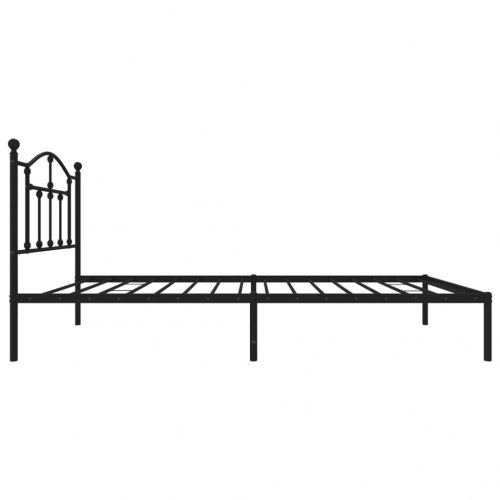 Sengeramme med sengegavl - metal, sort, 80×200 cm