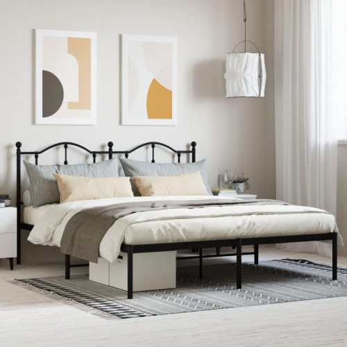 Sengeramme med sengegavl 160 x 200 cm - sort