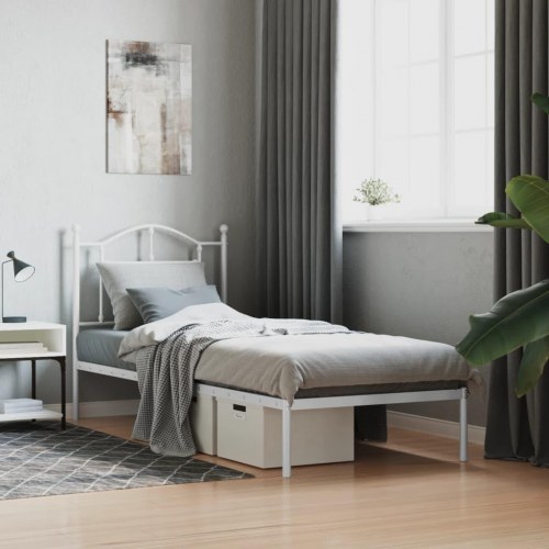 Sengeramme med sengegavl 90 x 190 cm - hvid