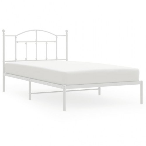 Sengeramme med sengegavl 100×200 cm - metal, hvid