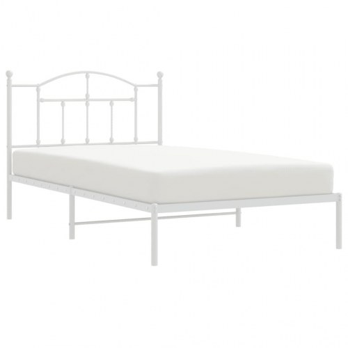 Sengeramme med sengegavl 100×200 cm - metal, hvid
