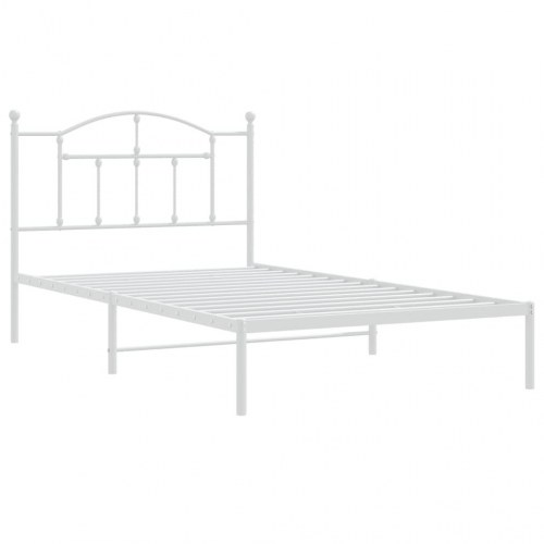 Sengeramme med sengegavl 100×200 cm - metal, hvid