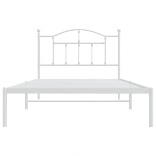 Sengeramme med sengegavl 100×200 cm - metal, hvid