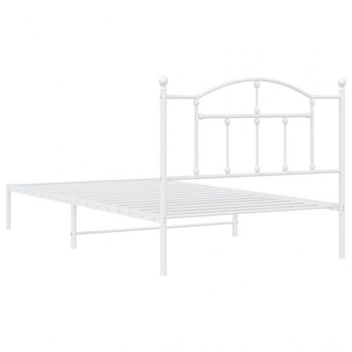 Sengeramme med sengegavl 100×200 cm - metal, hvid
