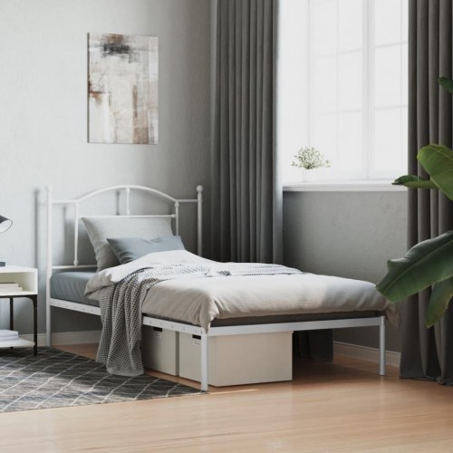 Sengeramme med sengegavl 100 x 190 cm - hvid